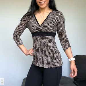 New York & Company Zebra Print Blouse - Black and Tan
